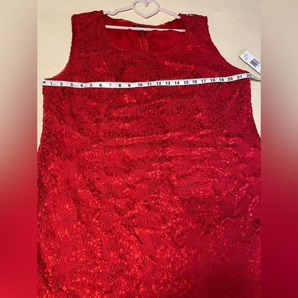 NWT New York Jones Collection red lined crochet lace sheath dress size 18W - Picture 10 of 11